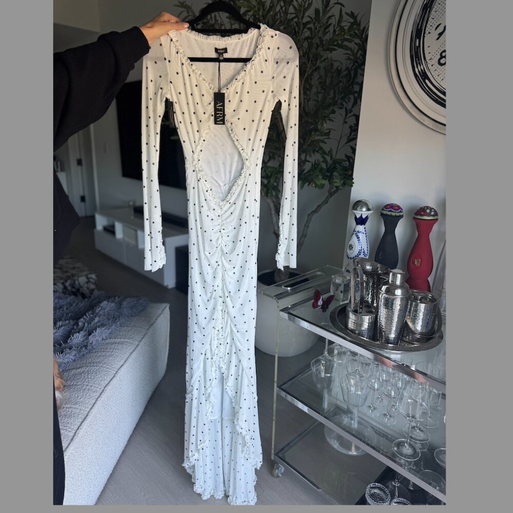 AFRM Cat Ruffle Micro Maxi in Blanc Micro Dot Size S. - Picture 9 of 10